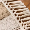 Nordic-style cotton and linen table flag, color block knot, hollowed-out tassels, living room TV cabinet, coffee table, tea setting, long strip decorative tablecloth Application Scenario
